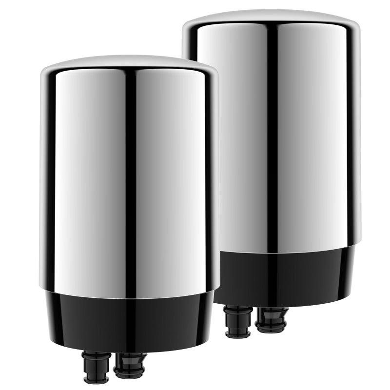 Beckacher 2-pack Faucets Filter Cartridge Replacement, Compatible with Brita Faucet Water Filtration System, Brita 36311, 36313, FR-200, FF-100, Silver - Image 1